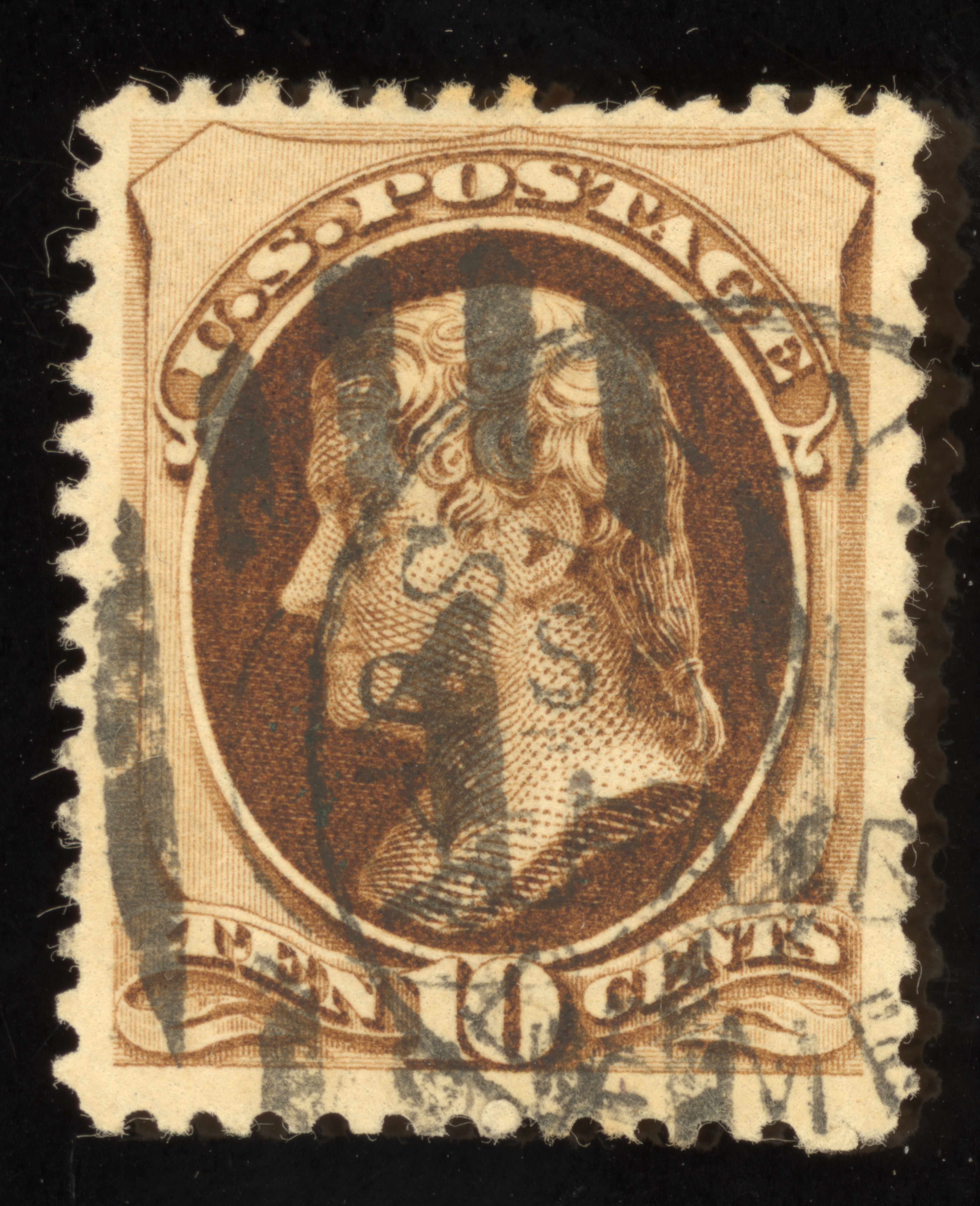 US Scott 187 Used 10c brown Thomas Jefferson, w/o Secret Mark Lot Q015 bhmstamps - Picture 1 of 2